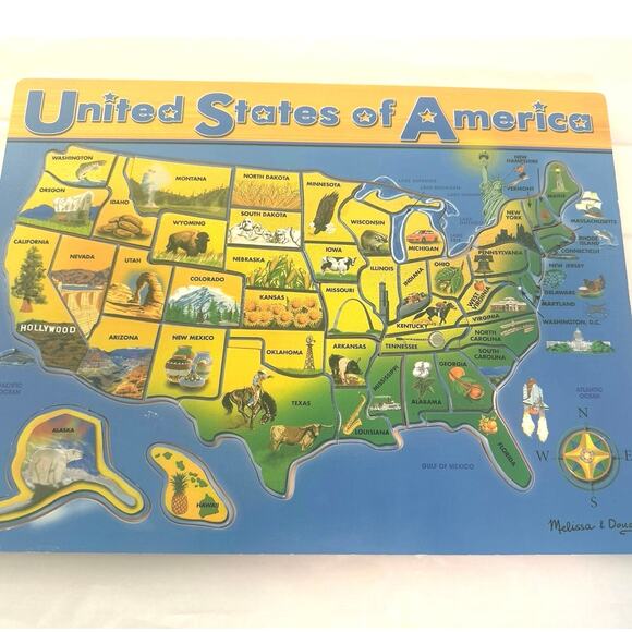 U.S.A. Map Wooden Puzzle educational learning toy puzzle mint condition gifts - Picture 5 of 7